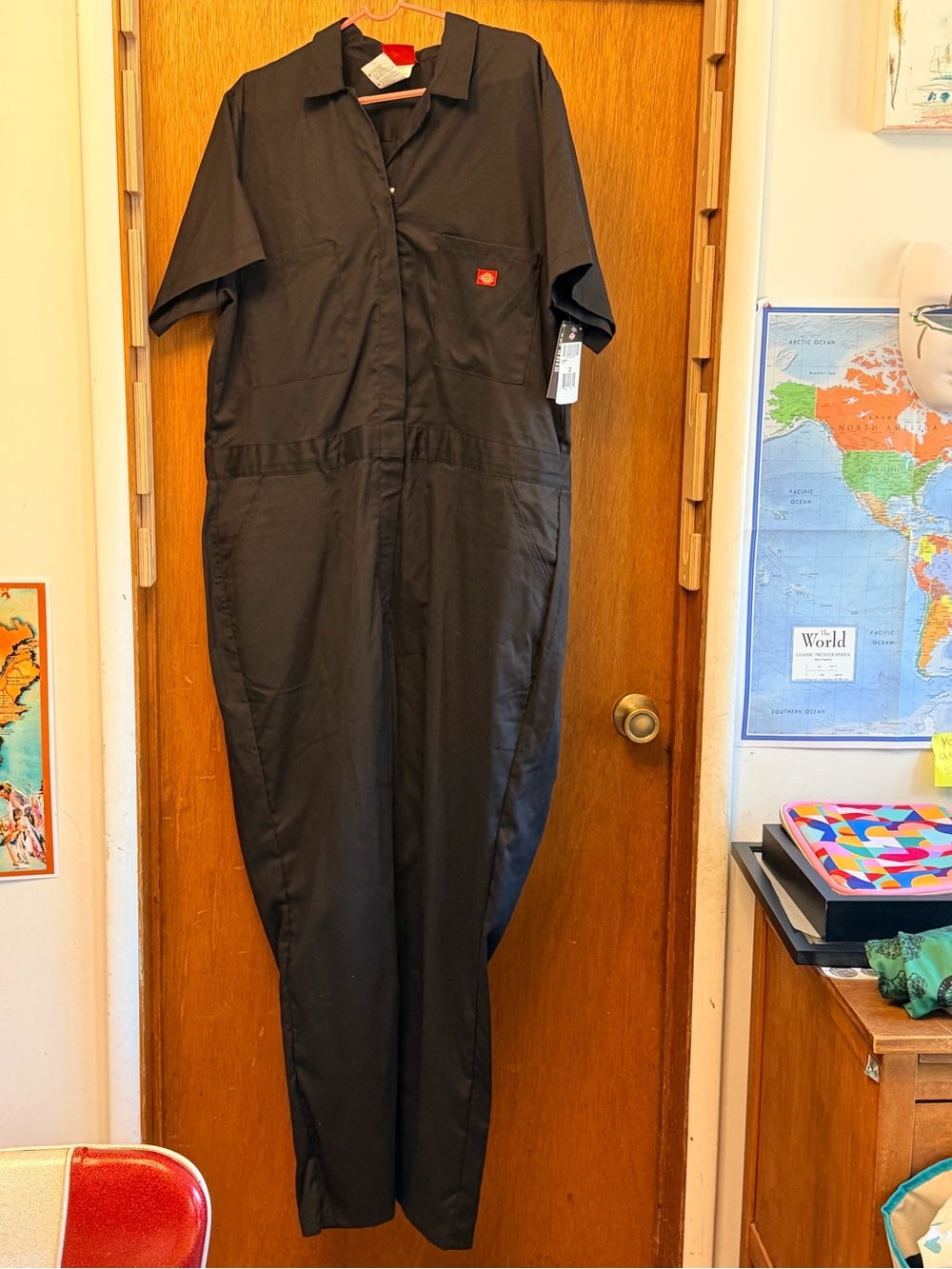 Dickies Navy and Black Short-Sleeve Work Jumpsuit